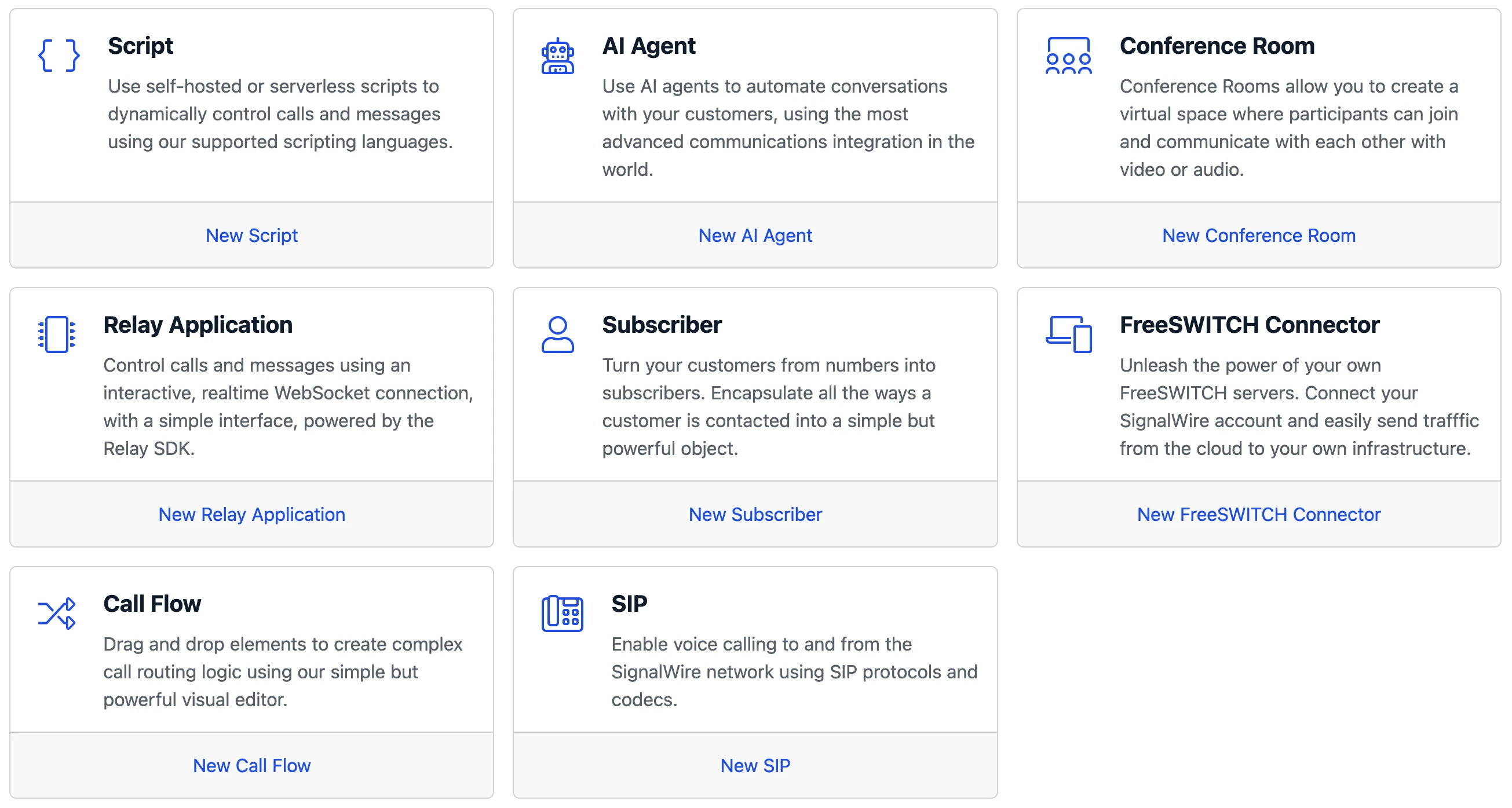 The selection menu when a new Resource is created.