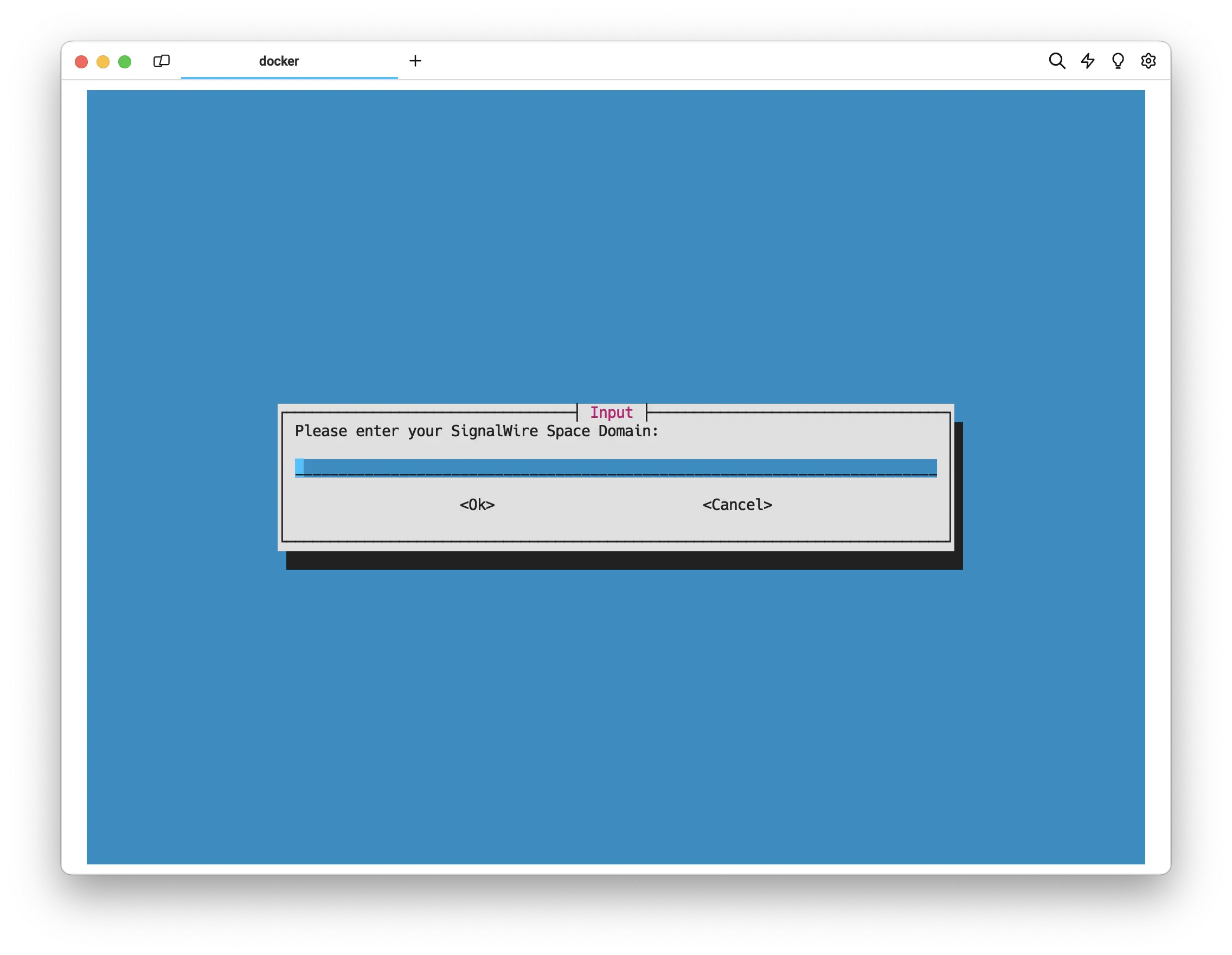 The WireStarter interface. The user is prompted to enter their SignalWire Space domain.
